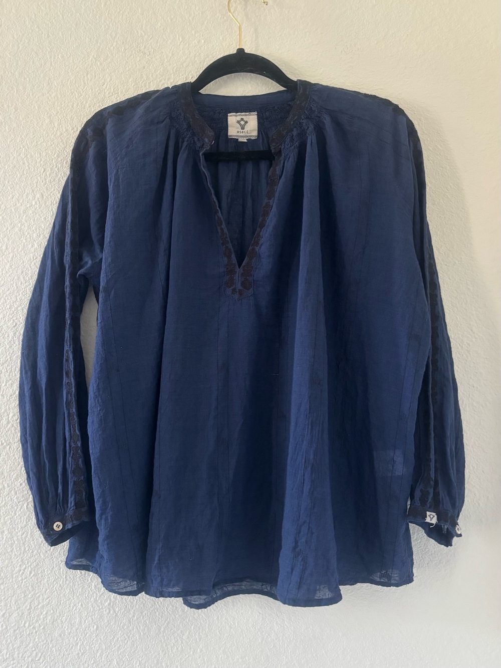 Bsbee Bastia embroidered navy blue blouse M